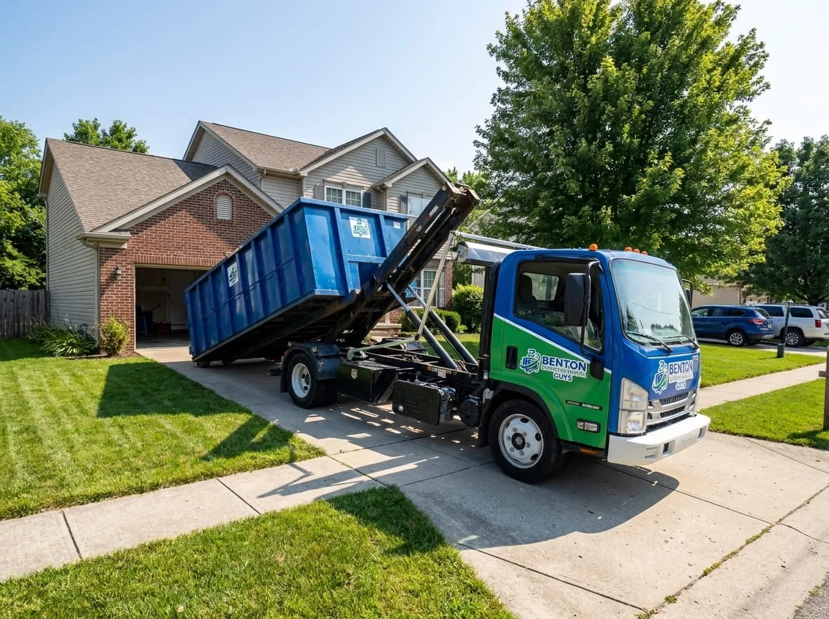 Roll-off dumpster set down quickly on an Benton property